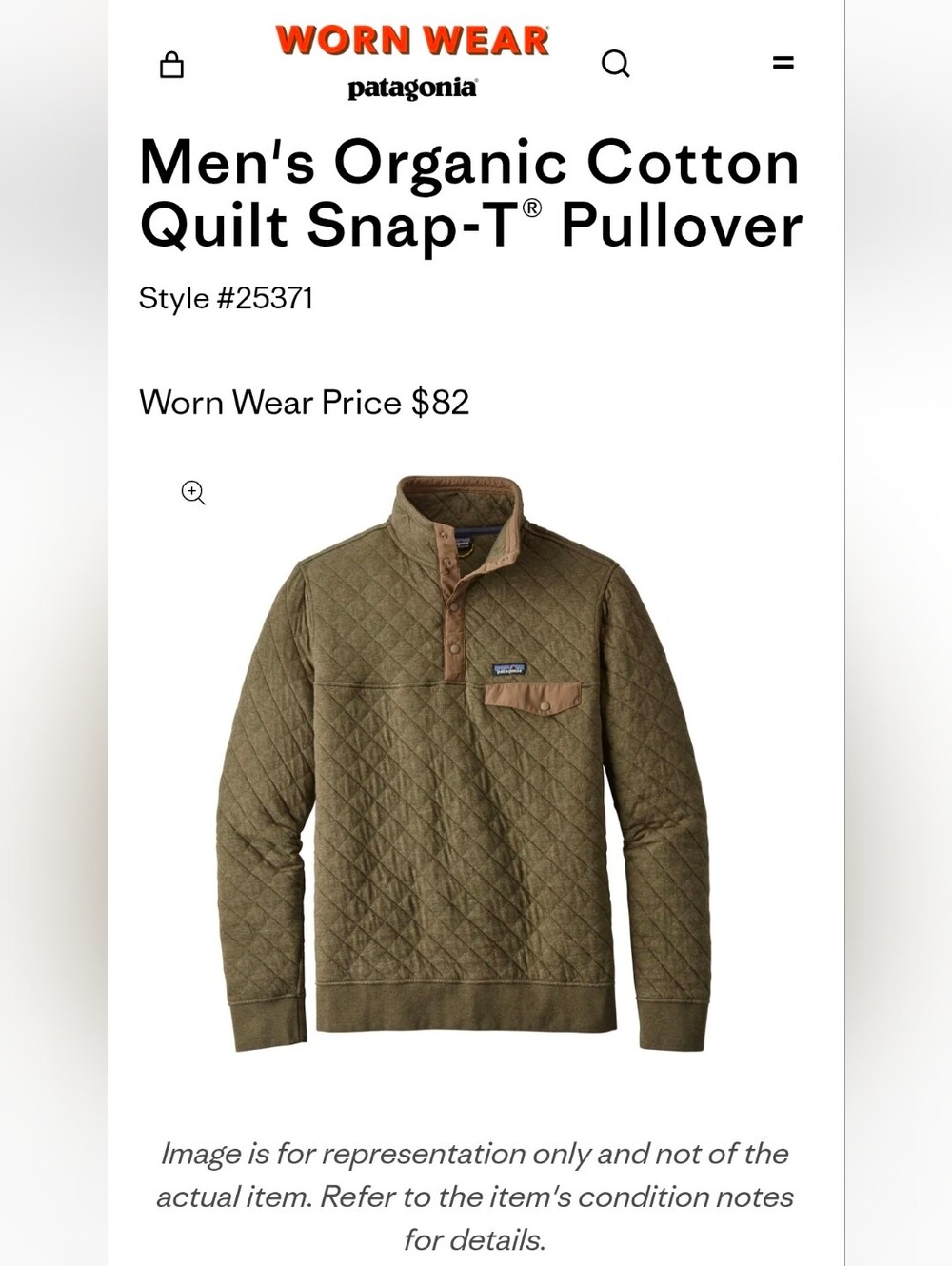 Mens Patagonia Organic Cotton Quilt Snap-T Pulover In Sediment Green-Large